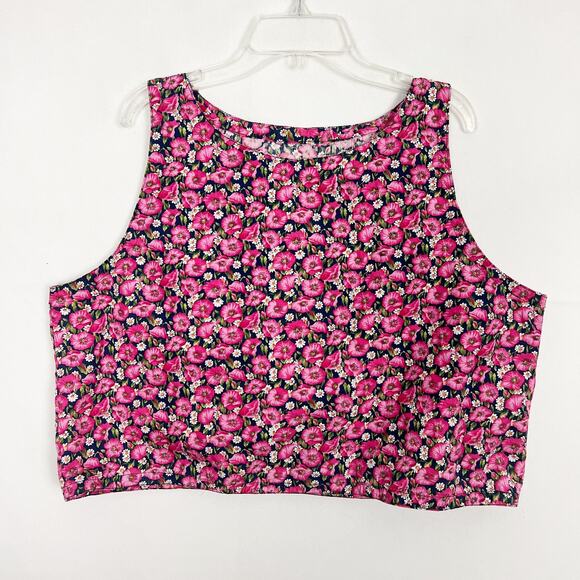 Women's Floral Sleeveless Cropped Top Size M/L - Picture 1 of 3